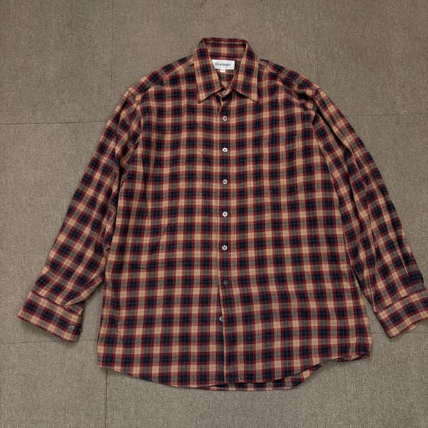 90s YSL 입생로랑 플란넬 체크 셔츠 