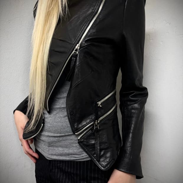 vintage draped leather jacket 가죽 레더 자켓