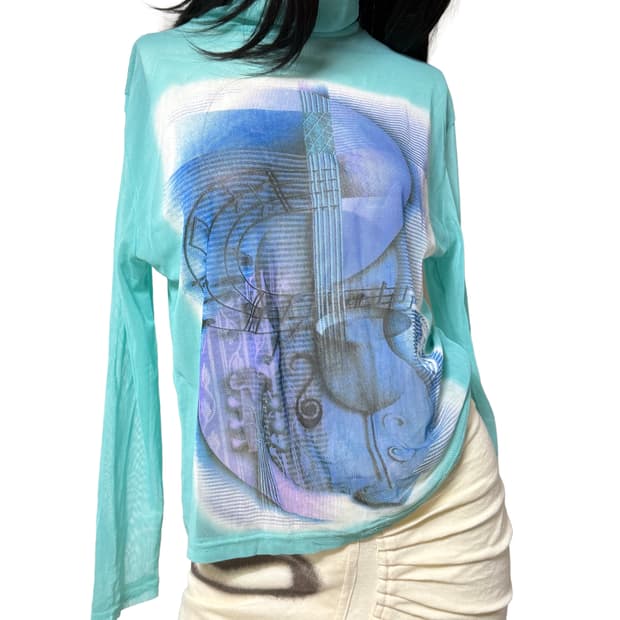 빈티지 y2k 매쉬 목폴라 탑