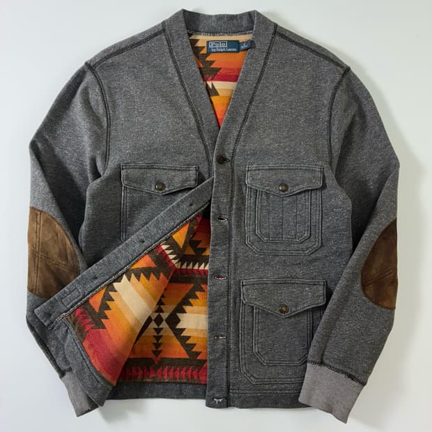 Polo  폴로 랄프로렌 코튼 엘보패치 나바호 가디건  