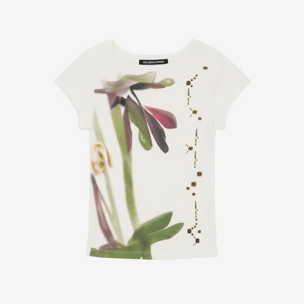웰빙익스프레스 Flower Half Sleeve-red White