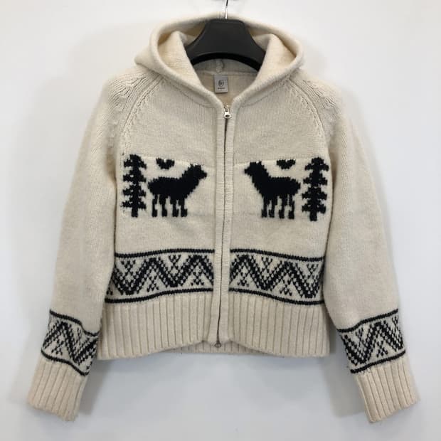 RONRON 론론 자카드 니트후드집업 FREE 