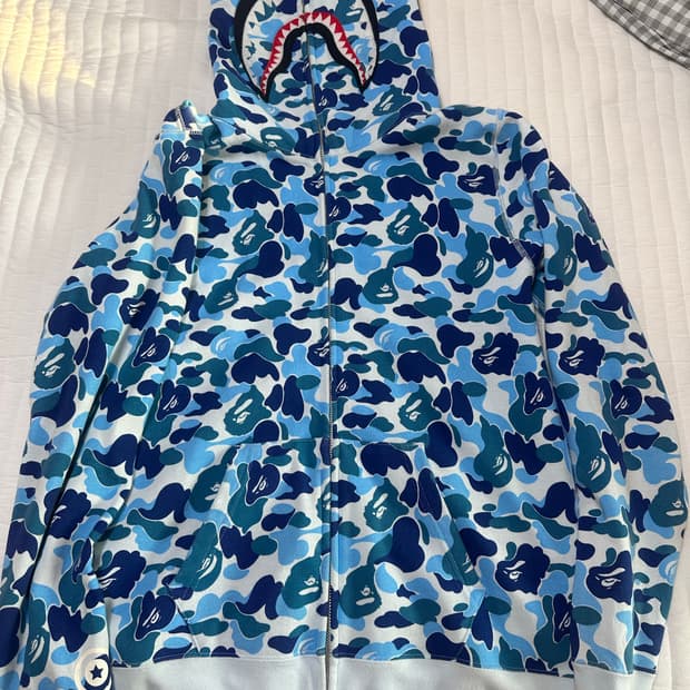 베이프 ABC 샤크 카모 후드집업 블루