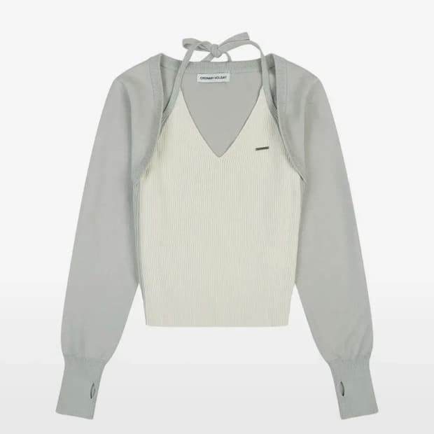 오디너리 홀리데이 볼레로 니트 탑 [IVORY]