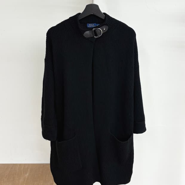 폴로 랄프로렌 블랙 넥 버클 메리노울 가디건