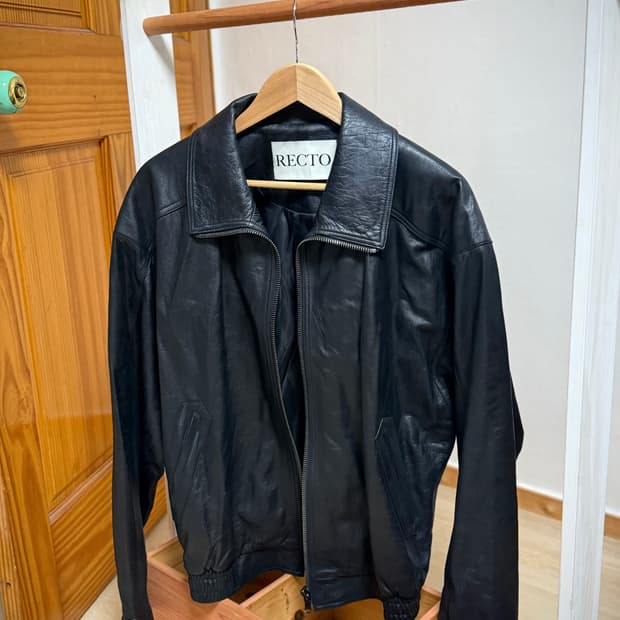 렉토 빈티지 크랙 하이넥 레더 자켓 L