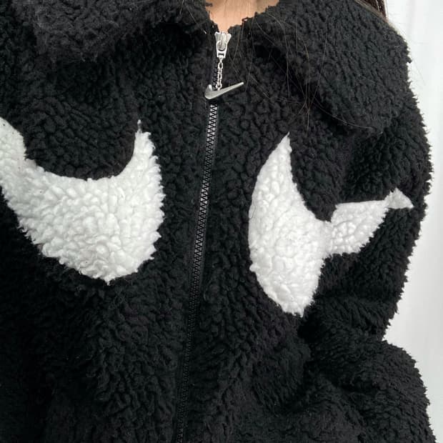 나이키 스우시 쉐르파 블랙 플리스 후리스 자켓