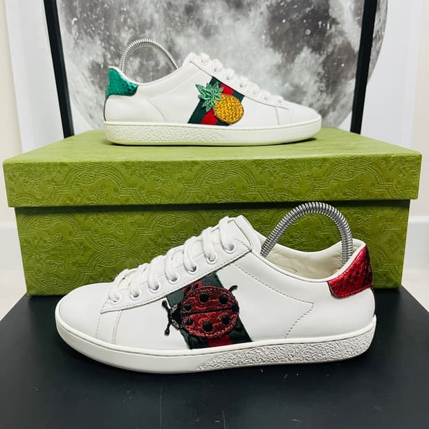 정품 35) 구찌 파인애플 무당벌레 패치 에이스 스니커즈 225~230