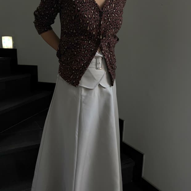 벨트 레이어드 맥시 스커트