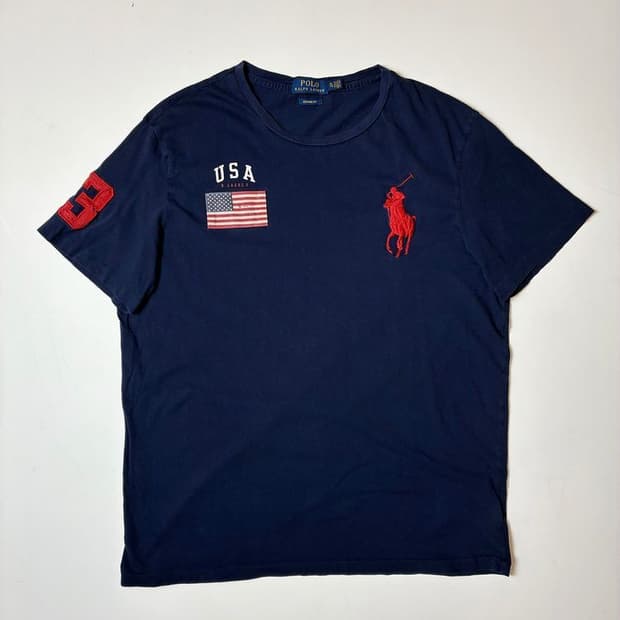 폴로 랄프로렌 빅포니 성조기 코튼 반팔 티셔츠 PN9677