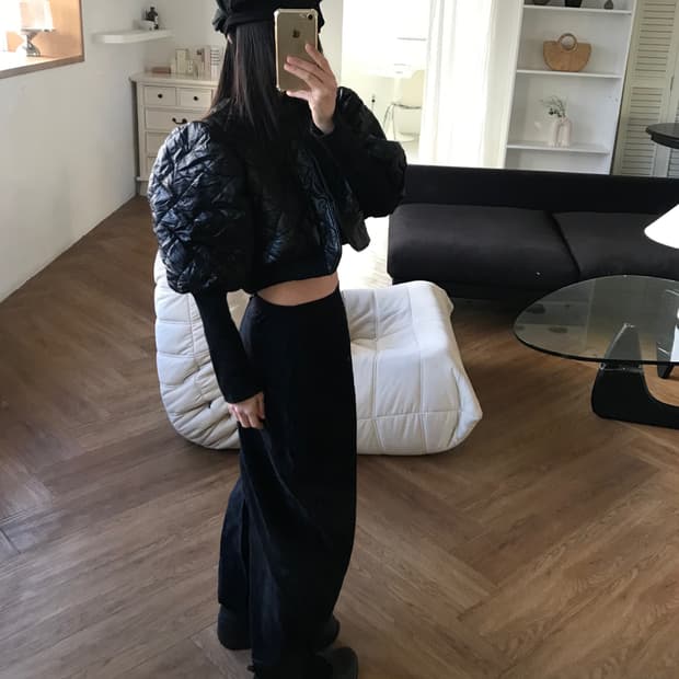 vintage black suede long skirt