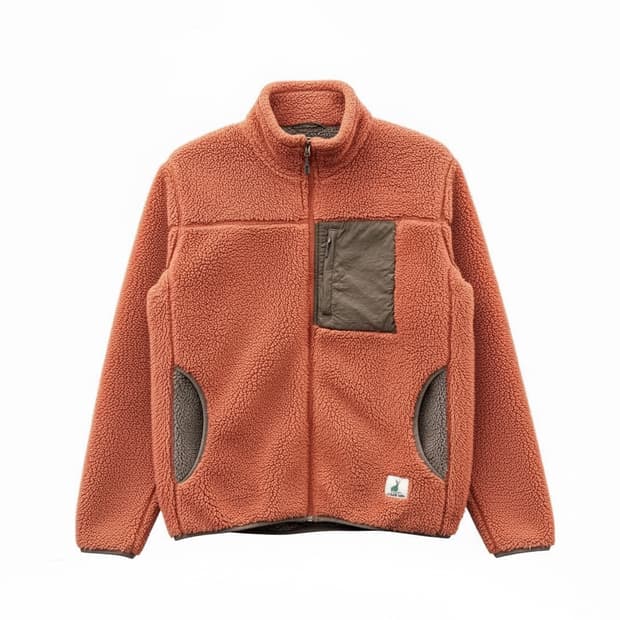 CAPTAIN STAG 컬러블럭 플리스 자켓 오픈포켓 디테일 레드