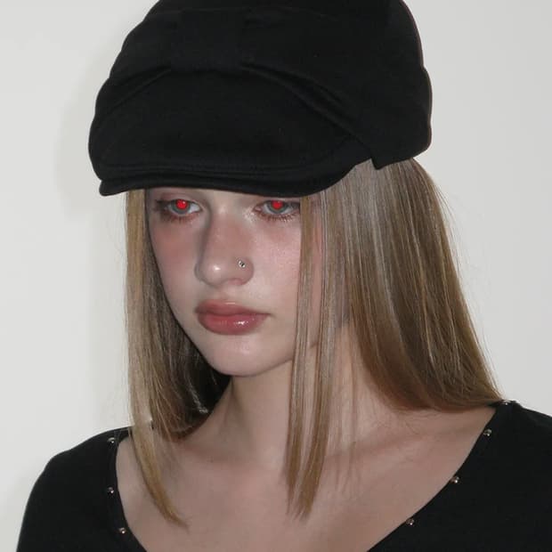 크랭크 리본 헌팅캡