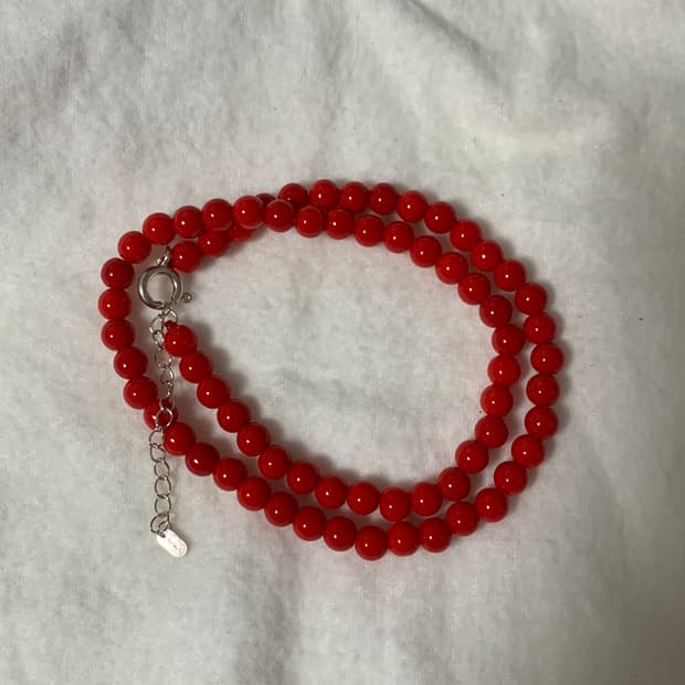 6미리 레드볼목걸이