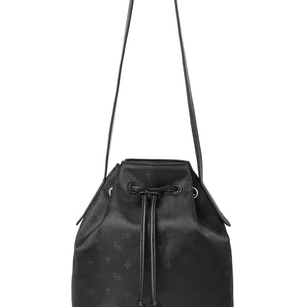 쓰리타임즈 자카드 버킷백 블랙