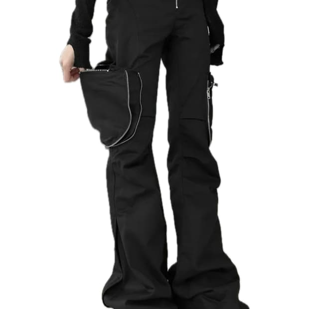 빈티지 고스 펑크 로우라이즈 카고 포켓 부츠컷 팬츠