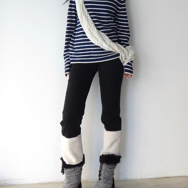 TIME shoulder stone knit / navy