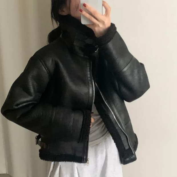 양털 무스탕 숏자켓