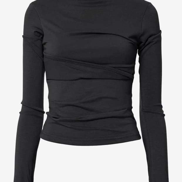 플레어업 목넥 Asymmetrical Draped Mock Neck