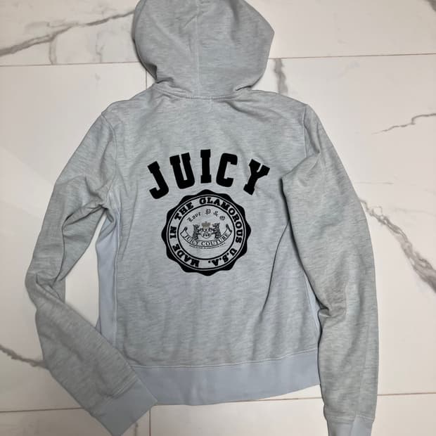 Y2K 쥬시 꾸뛰르 (초 희귀) 코튼 후드 집업 하늘색 크레스트