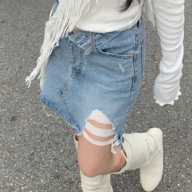 히피디피 폴딩 데님 스커트 S