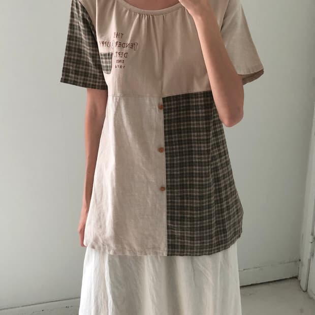 일본빈티지 모리 패치워크 반팔