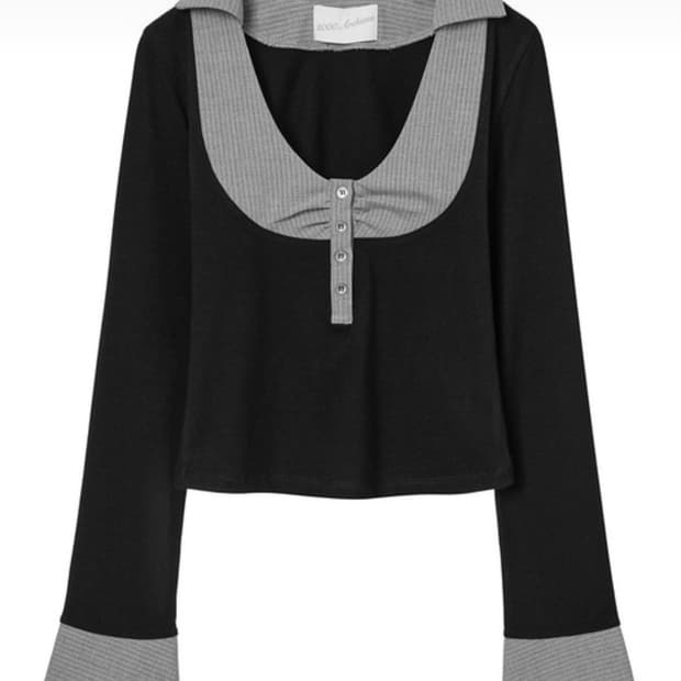 2000 아카이브스 STRIPE PREPPY TOP (BLACK)