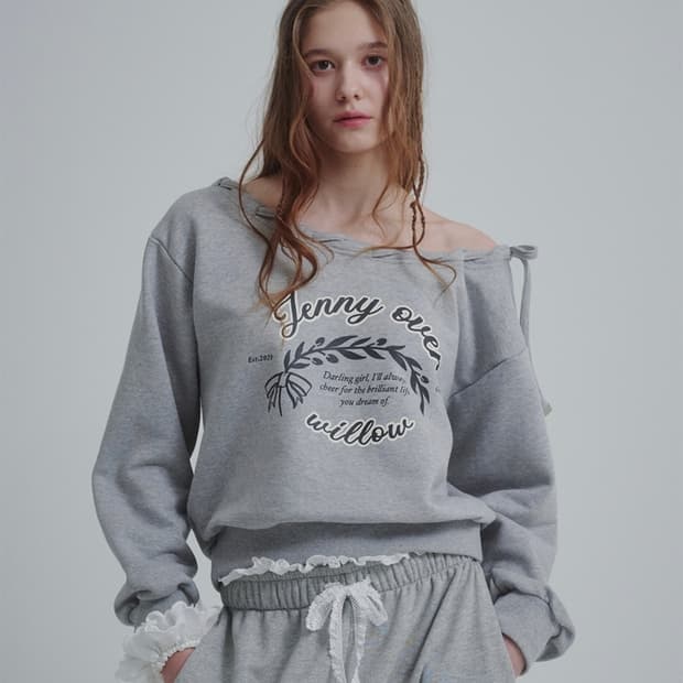Jenny over willow 오프숄더 스웻셔츠 그레이