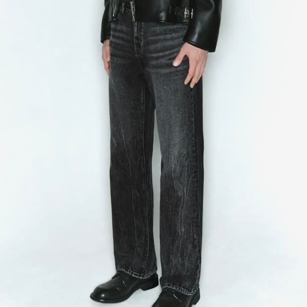 피스워커 블랙 워싱 데님 흑청바지 32