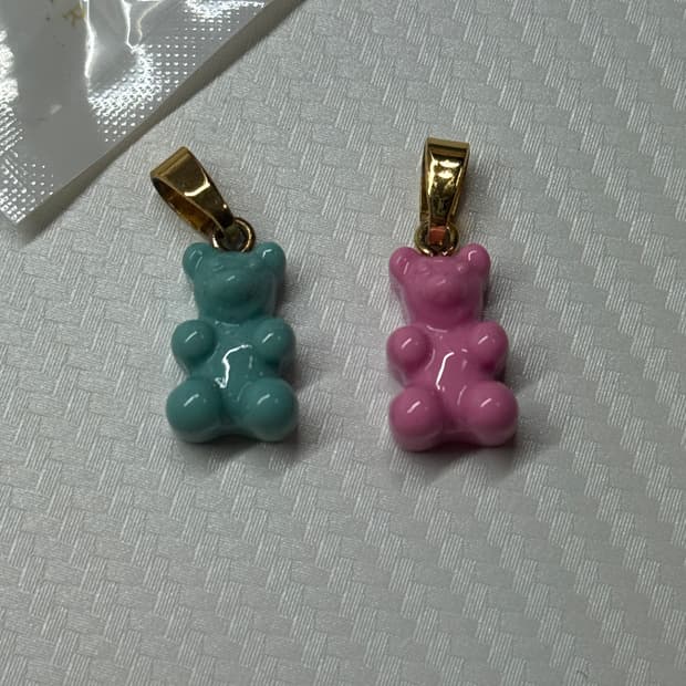 크리스탈헤이즈 곰돌이 펜던트 민트 핑크