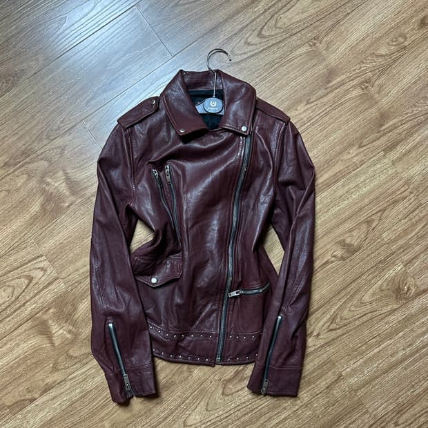 빈티지 버건디 가죽 날개 라이더 자켓 오네갸루 긱시크 공겜여주 고딕 고스