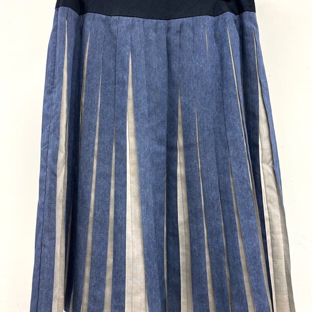 빈티지 블루 플리츠 스커트