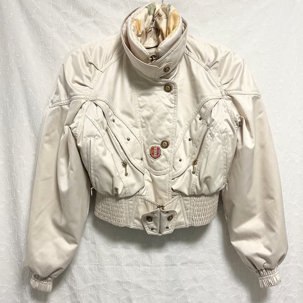 빈티지 00s y2k 글로시 핀턱 크롭 블루종 봄버 자켓