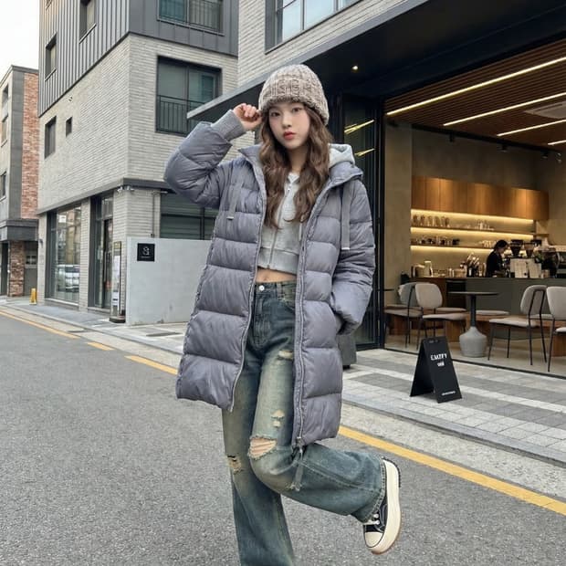 IZZAT BABA 아이잗바바 거위털 후드 롱패딩