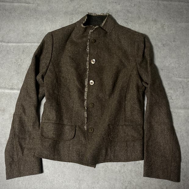 (UNDICI-NOVE)leopard collar highneck jac