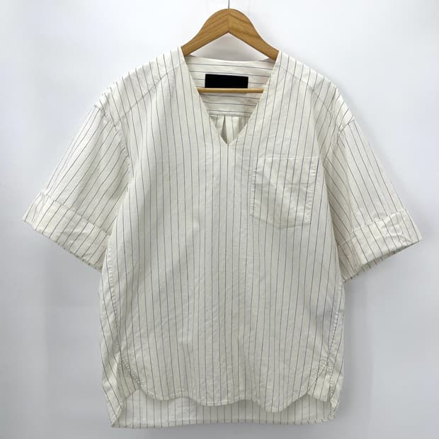 [Juun.J] 15SS 준지 스트라이프 브이넥 풀오버 반팔 셔츠