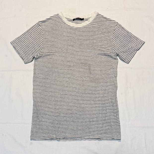 알렉산더왕 린넨 실크 스트라이프 티셔츠 화이트 블랙