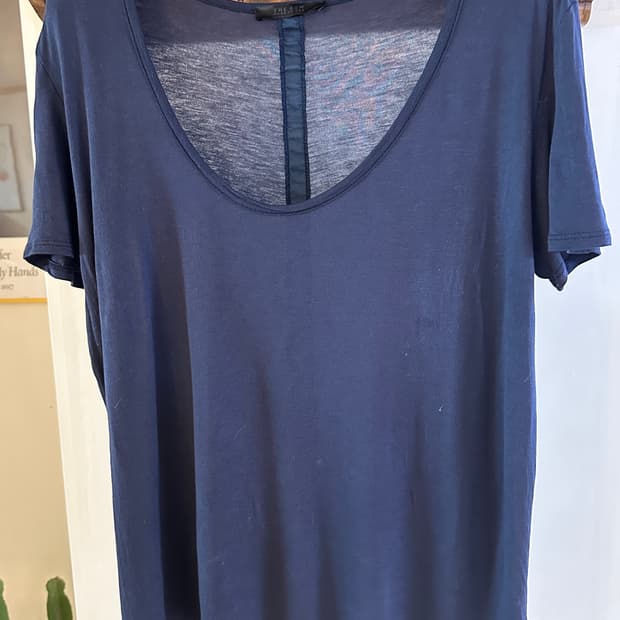 더 로우 네이비 실크 혼방 반팔 티셔츠(L)