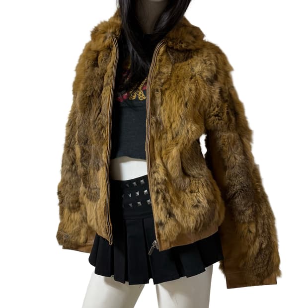 빈티지 리얼 레빗 퍼 양가죽 자켓