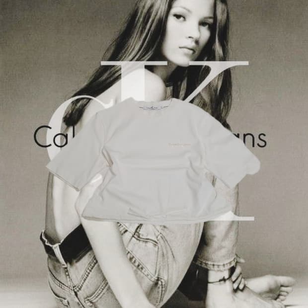 캘빈클라인 조임 시보리 크롭 반팔티 xs