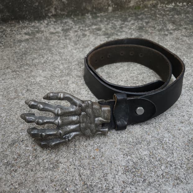 [OS]  ITALIAN CLUB 손 해골 소가죽 벨트