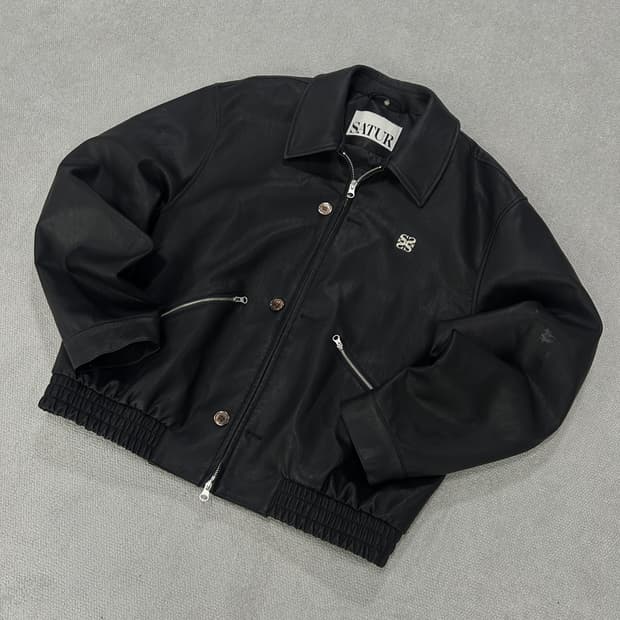 SATUR 블랙 레더 봄버 자켓 L