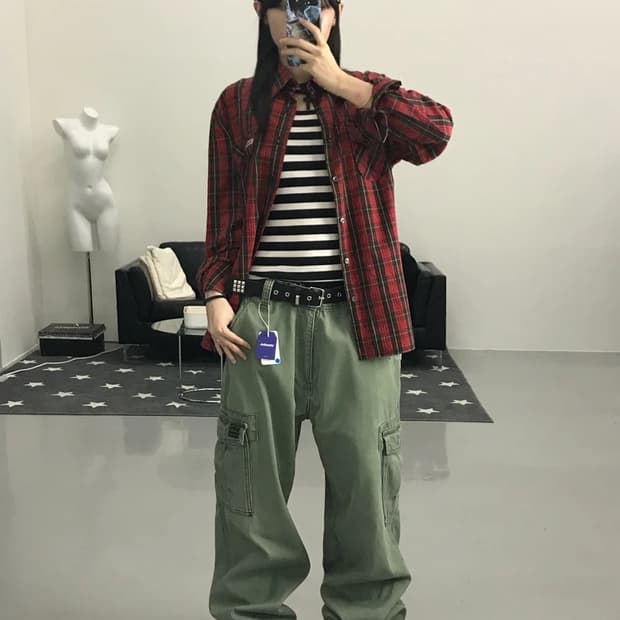 디젤 체크 패턴 셔츠