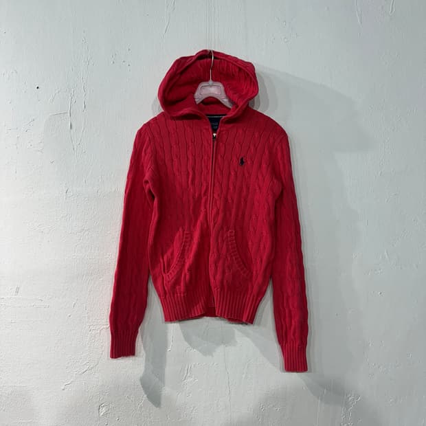 폴로랄프로렌 찐분홍 니트 후드집업 여성S