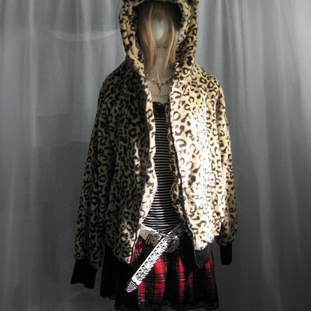 Animal fur zip-up 호피 퍼집업