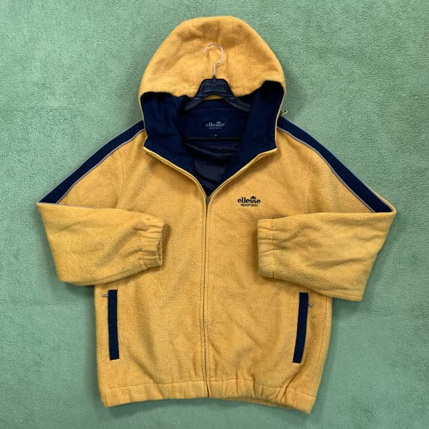 엘레쎄 옐로우 올드스쿨 후드 후리스 집업