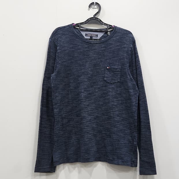 [90-95] 타미힐피거 네이비 스트라이프 긴팔티 남성 90-95사이즈