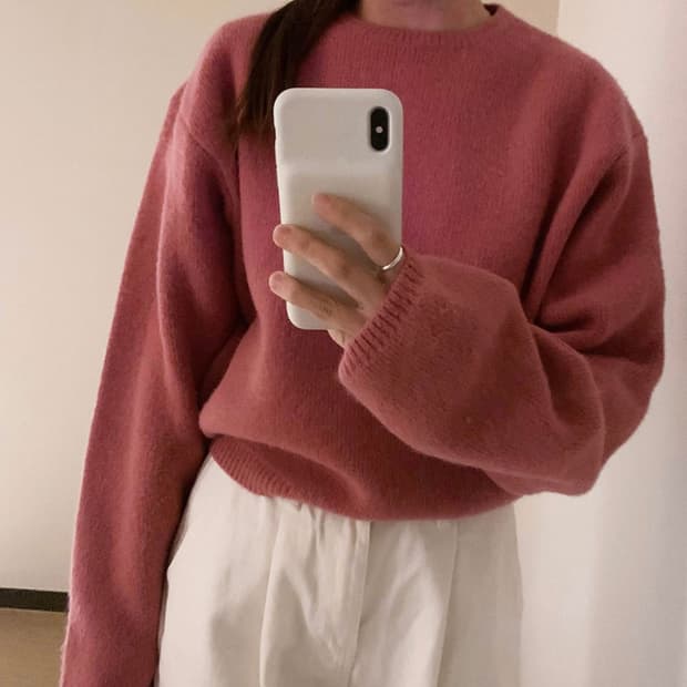 니어웨어 셔벗 니트 딥핑크