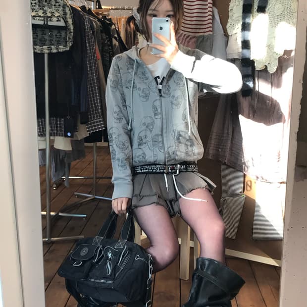 히스테릭글래머 스컬 후드집업