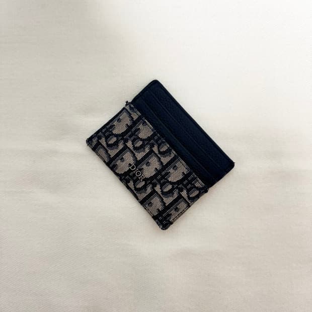 디올 오블리크 자카드 카드 지갑 베이지&블랙